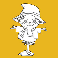 Cute Autumn Scarecrow Digital Stamp