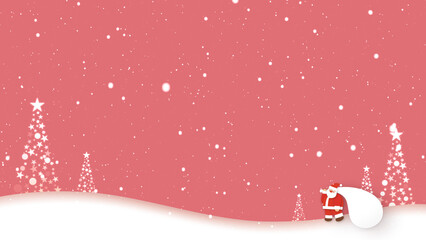 雪が舞う中をサンタクロースが歩く