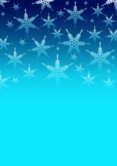Fototapeta na wymiar Bright gradient background with snowflakes. Background for postcard, booklet, graphic resources. Editable file. Empty space to insert text. New Year's and Christmas.