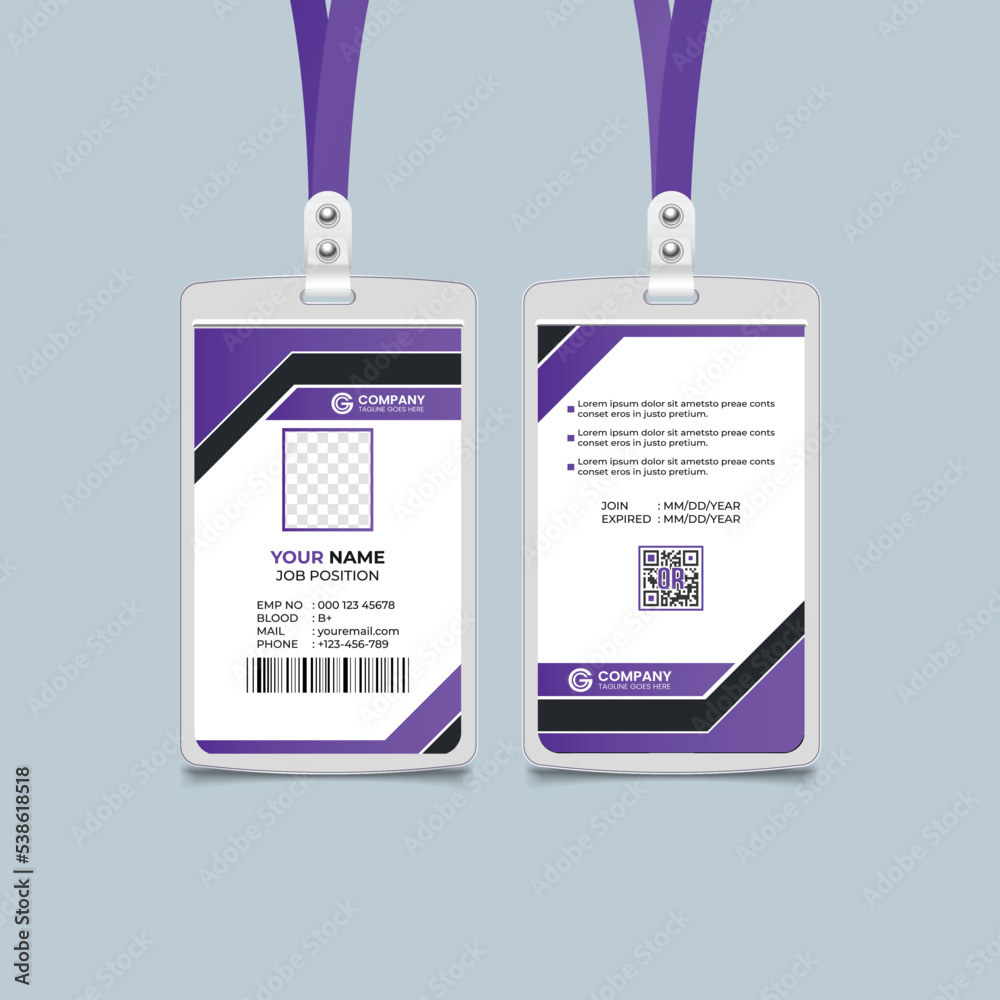 Wall mural modern identity employee abstract professional, corporate office id card design, simple and clean id