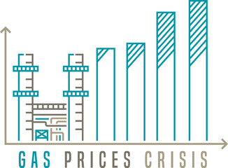 Global natural gas prices crisis. Editable vector illustration