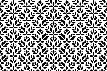 Flower geometric pattern. Seamless vector background. White and black ornament