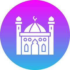 Mosque Gradient Circle Glyph Inverted Icon
