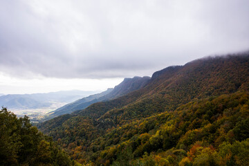 Autumn sunrise in Puigsacalm peak, La Garrotxa, Girona, Spain