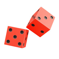 Red game dices isolated on background