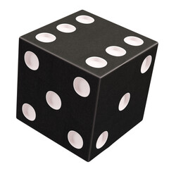 Black game dice isolated on background