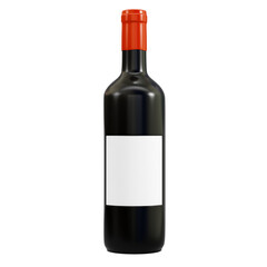 Wine bottle with blank lable isolated on background