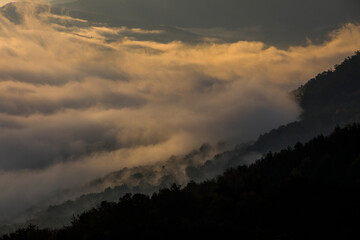 Autumn sunrise in Puigsacalm peak, La Garrotxa, Spain