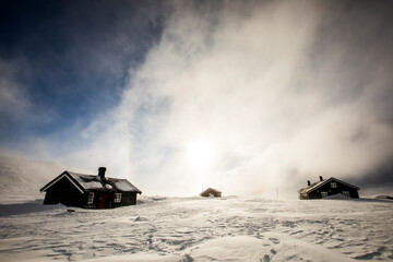 Extreme winter wind in Reinheim Cabin, Dovrefjell National Park, Norway