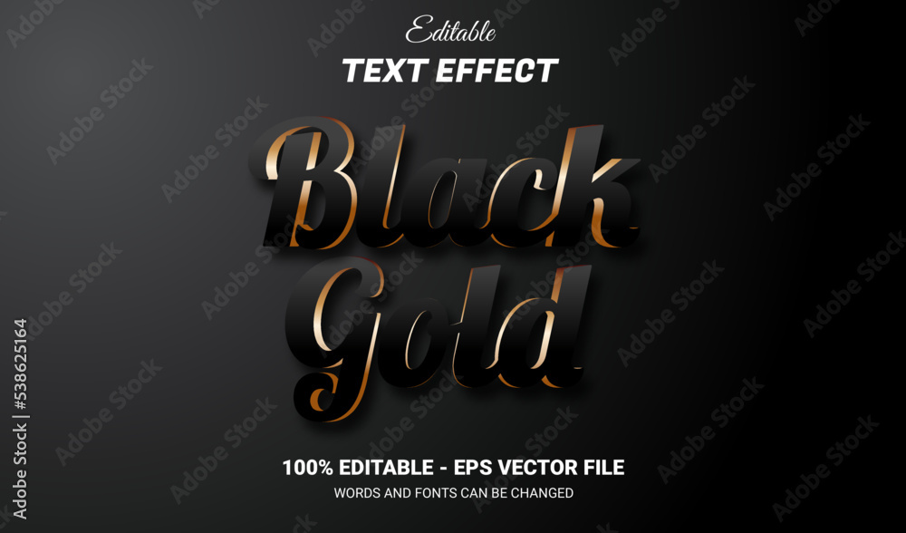 Canvas Prints black gold editable 3d text effect