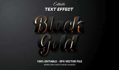 black gold editable 3d text effect