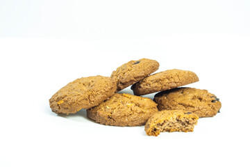 closeup tasty bakery cookies stacked