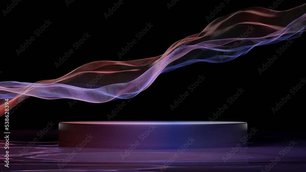 Poster 3d rendering abstract minimal scene with geometric forms. purple cylinder glass scene.display stand 