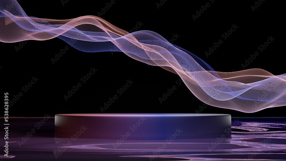 Poster 3D rendering Abstract minimal scene with geometric forms. purple cylinder Glass scene.display stand for cosmetic products