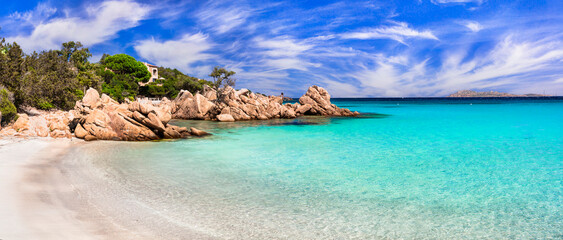 Italy summer holidyas . Sardegna island - stunning  Emerald coast with  beautiful beaches.  popular...