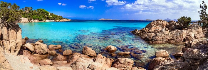 Italy summer holidyas . Sardegna island - stunning Emerald coast (Costa Smeralda) with  beautiful...