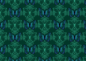 Image of Gothic butterflies pattern as victorian wallpaper printed on Printed Glass Splashbacks
