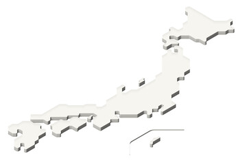 3D日本地図  アイソメトリック（背景透過）