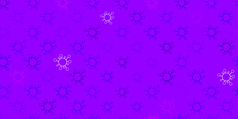 Naklejka na ściany i meble Dark purple, pink vector background with covid-19 symbols.