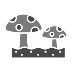 Mushroom Greyscale Glyph Icon