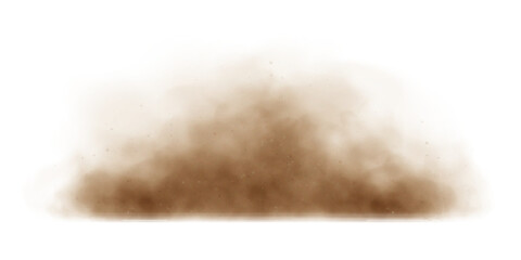 Fototapeta na wymiar Sand cloud, sandstorm, dirty dust or brown smoke. Heavy thick smog effect isilated on white background. Realistic vector illustration