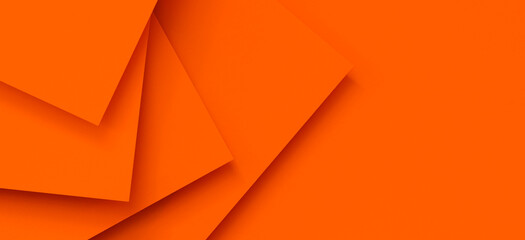 Abstract monochrome orange color creative paper texture background. Minimal geometric orange color shapes and lines. Top view