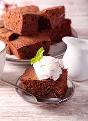 Chocolate coffee cake with chocolate chips,