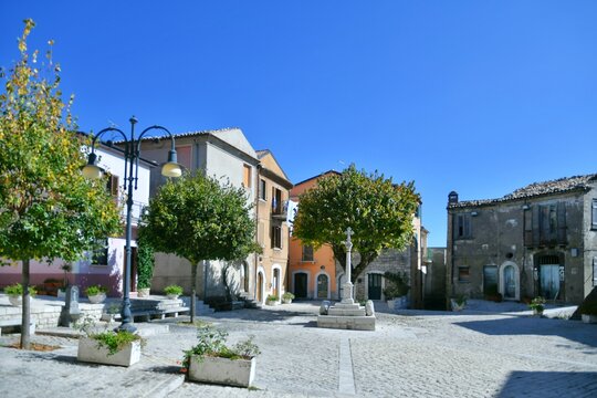 A small square in Frosolone, a medieval village in the Molise region of Italy.