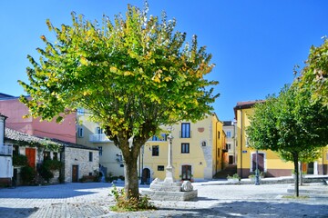 Naklejka premium A small square in Frosolone, a medieval village in the Molise region of Italy.