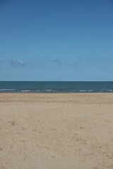 Italy, Marche, Pesaro: Desert beach in fall season.
