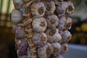 Fresh garlic on sale at the open market.