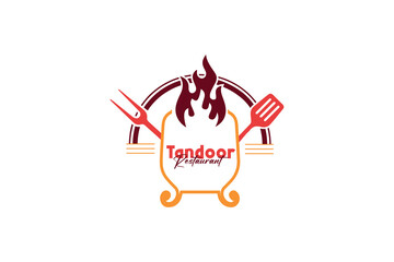 Tandoor restaurant pot and fire logo