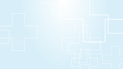 Abstract medical white blue cross pattern background.