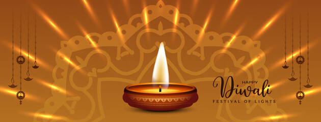 Happy Diwali cultural religious Indian festival banner design