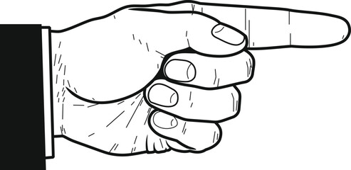 hand showing the direction to the right with the index finger