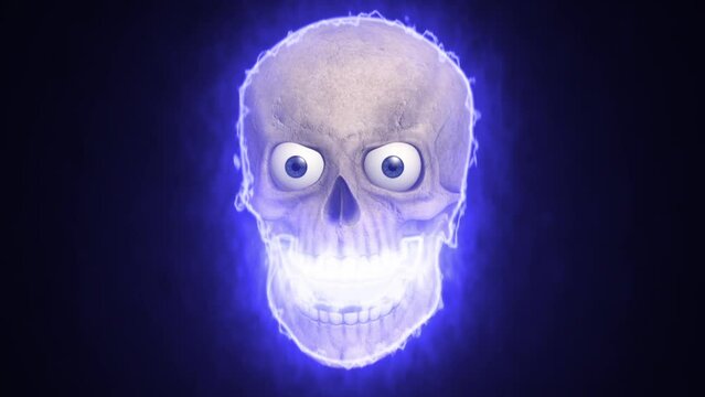 Halloween. Halloween fire skull 3D animation. 3D skull fire animation.