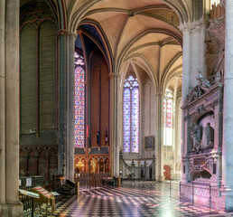 view of the ambulatory in the 13th-century Gothic architecture Amiens Cathedral