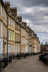 traditional English townhouses on The Paragon street in downtown Bath