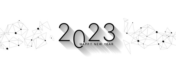 Greeting card of 2023 Happy New Year poster. Сoncept 2023 template with typography logo color. Minimalistic trendy background for branding, cover, banner, card.
