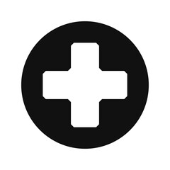 Swiss Cross Chamfered Corners Circle Icon