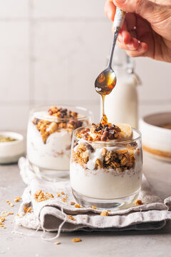 Glass of granola parfait