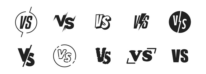 VS icon set. Versus logo letters collection. Logo for game, match, fight, competition, battle. Vector EPS 10