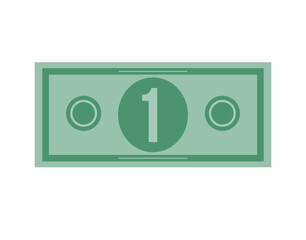 1 dollar vector illustration isolated in white background. Dollar price for sales and promotion