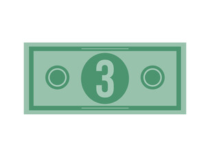 3 dollar vector illustration isolated in white background. Dollar price for sales and promotion