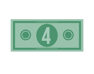 4 dollar vector illustration isolated in white background. Dollar price for sales and promotion