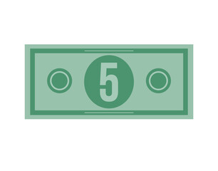 5 dollar vector illustration isolated in white background. Dollar price for sales and promotion