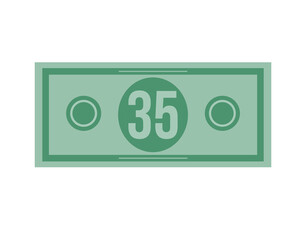 35 dollar vector illustration isolated in white background. Dollar price for sales and promotion