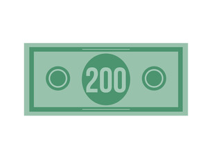 200 dollar vector illustration isolated in white background. Dollar price for sales and promotion