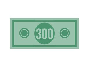 300 dollar vector illustration isolated in white background. Dollar price for sales and promotion