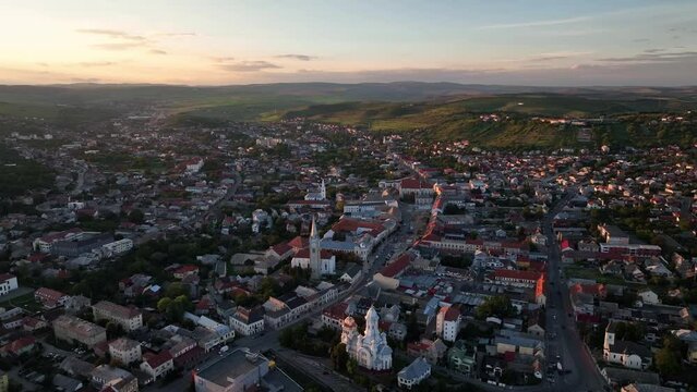 Aerial view of the city of Turda in Romania